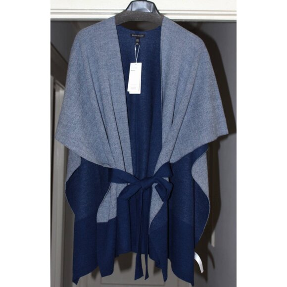 New w/Tags Eileen Fisher "Double-Face Merino Poncho(Cape)", size L/XL, Blue - Picture 2 of 12